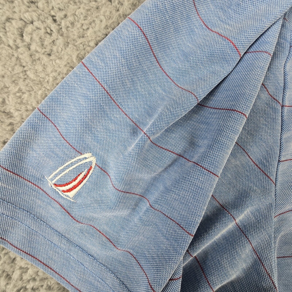 Travis Mathew Performance Golf Polo Shirt Mens XL Blue Red Stripe Stretch - Picture 6 of 16
